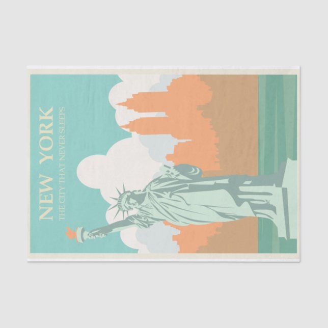 Papier Mousseline Illustration vintage Voyage New York (Recto)