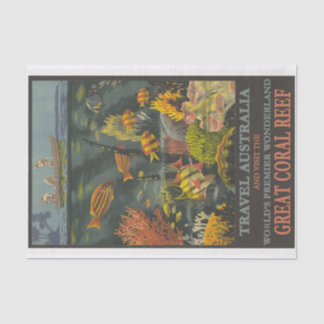 Papier Mousseline Illustration vintage Voyager dans la Grande Barriè