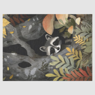 Papier Mousseline Illustration Whimsical Raccoon caché