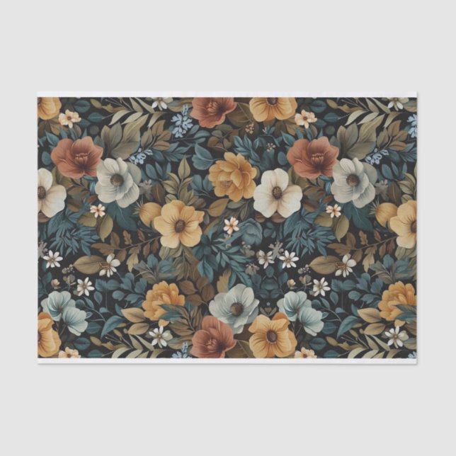 Papier Mousseline Illustrations florales feuillues sur Arrière - pla (Recto)