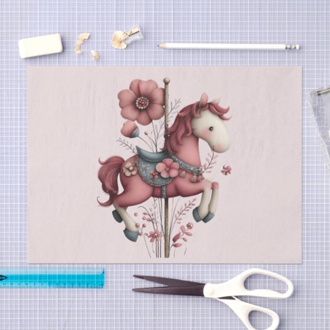 Papier Mousseline Image de cheval de carrousel fantaisiste (Artisanat)