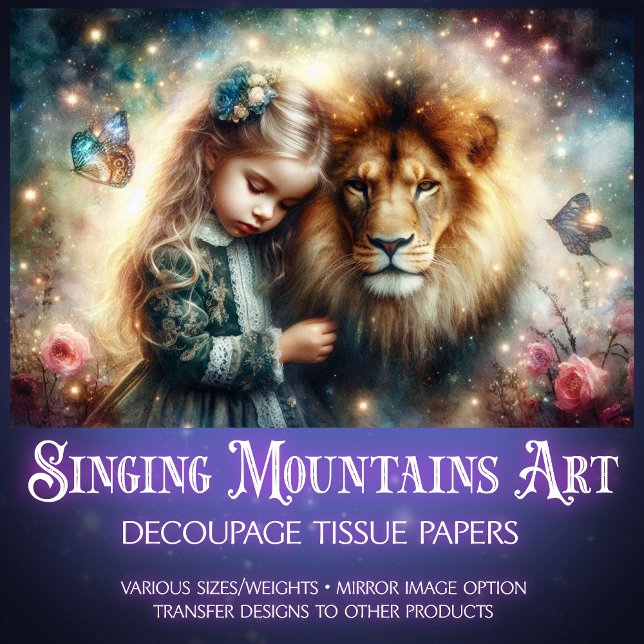 Papier Mousseline Imaginaire ami Lion et petite fille découpage (Créateur téléchargé)