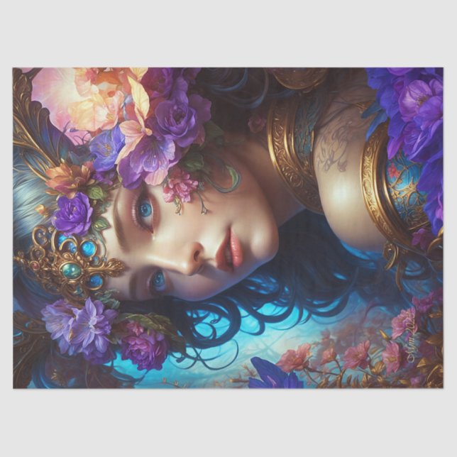 Papier Mousseline Imaginaire Belle Fleur violette Fée Découpage (Recto)