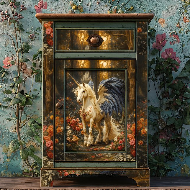 Papier Mousseline Imaginaire bleu Unicorn Woodland Decoupage (Créateur téléchargé)