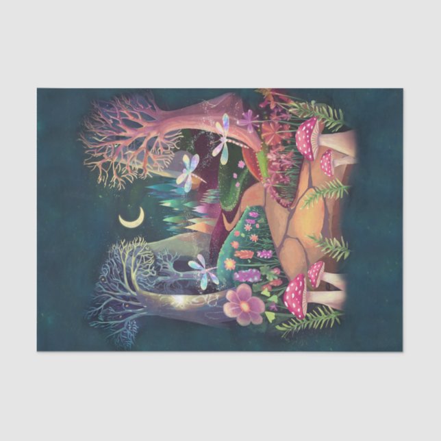 Papier Mousseline Imaginaire boisé, Fairyland magique de la nature (Recto)