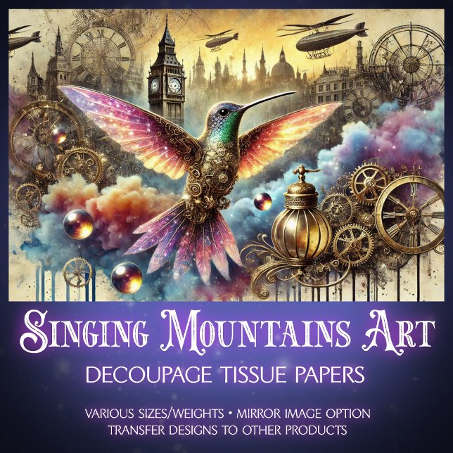 Papier Mousseline Imaginaire Colibri Steampunk paysage découpage (Créateur téléchargé)