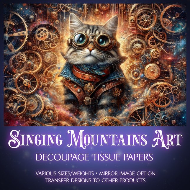 Papier Mousseline Imaginaire cosmique Découpage de chat vapeur (Créateur téléchargé)