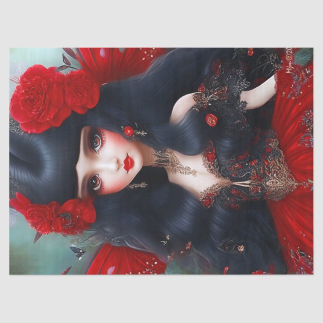 Papier Mousseline Imaginaire Fée Rouge mignonne Princesse Découpage (Recto)