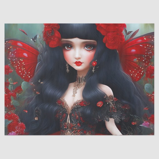 Papier Mousseline Imaginaire Fée Rouge mignonne Princesse Découpage (Recto)