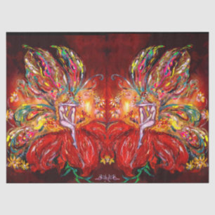 PAPIER MOUSSELINE IMAGINAIRE FLEURS ROUGES