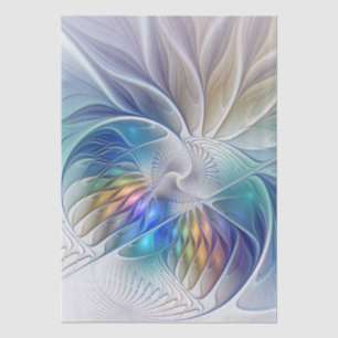 Papier Mousseline Imaginaire Floral, Fleur Fractale Abstraite coloré