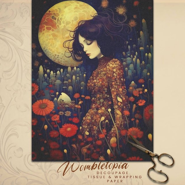 Papier Mousseline Imaginaire floral Twilight Portrait Art Nouveau (Créateur téléchargé)