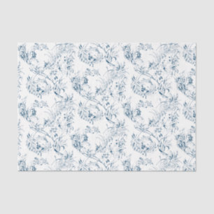 Papier Mousseline Imaginaire Floral vintage bleu toile