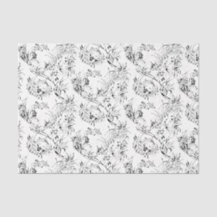 Papier Mousseline Imaginaire Floral vintage français Toile-Black