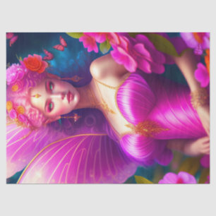 Papier Mousseline Imaginaire Fuchsia Fairy papillons Decoupage