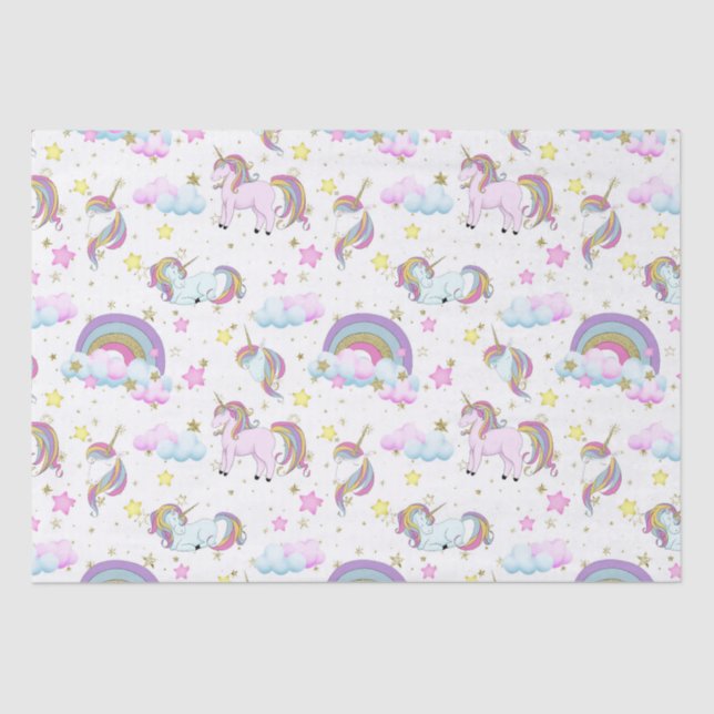 Papier Mousseline Imaginaire licorne motif filles partie tissu (Recto)