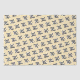 Papier Mousseline Imaginaire médiéval dragon dénudé de jaune