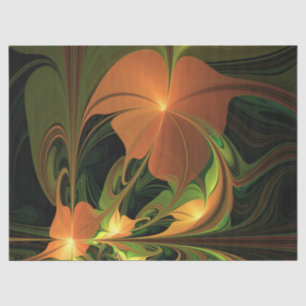 Papier Mousseline Imaginaire Plante Abstrait rouille verte Brown fra