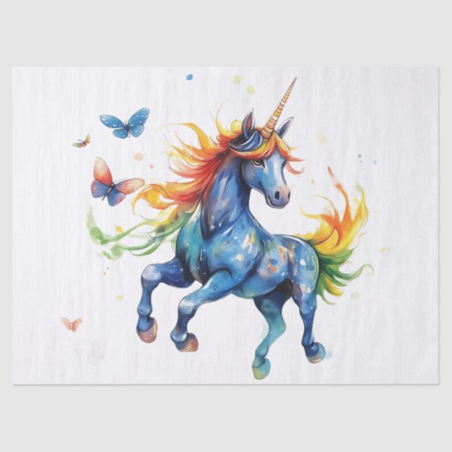 Papier Mousseline Imaginaire Rainbow Unicorn - 10lb, 17 po x2 (Recto)