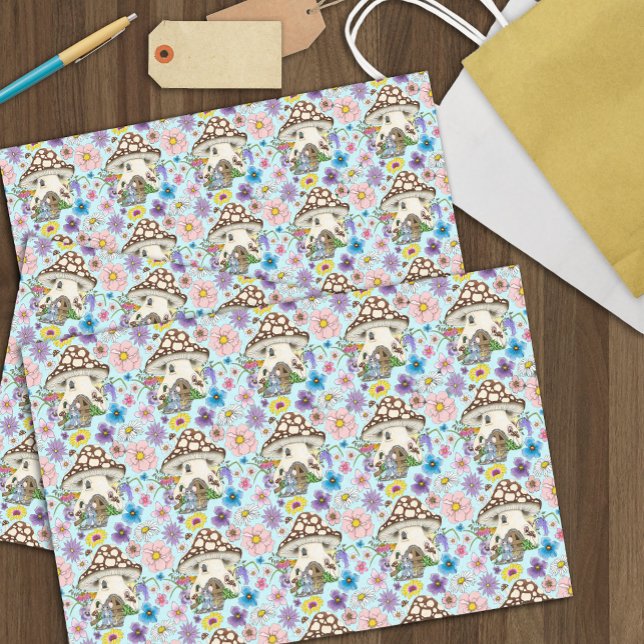 Papier Mousseline Imaginaire Souris Champignon Maison Floral (Créateur téléchargé)