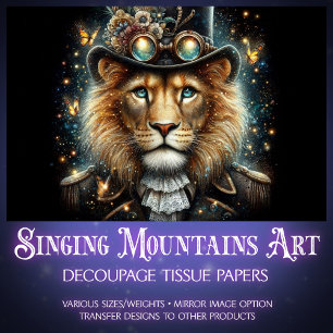 Papier Mousseline Imaginaire Steampunk Lion victorien Découpage