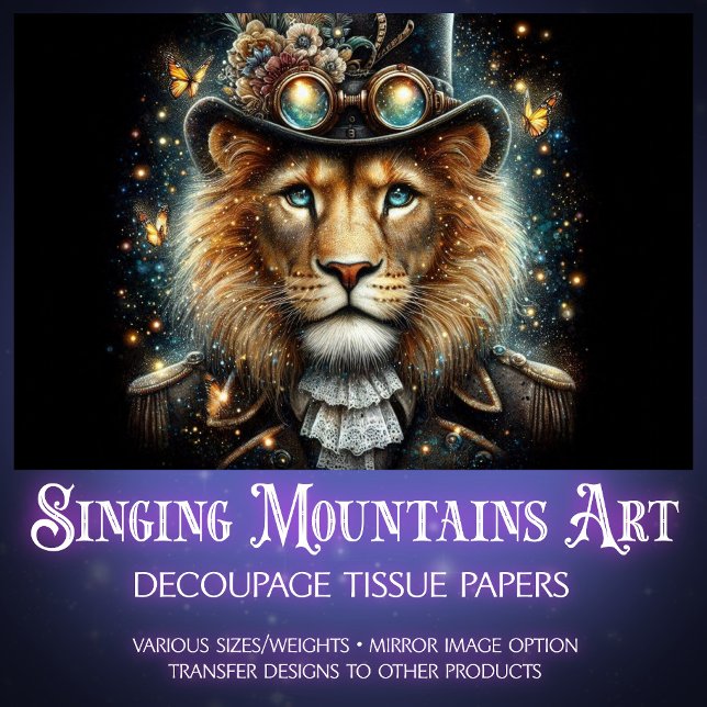 Papier Mousseline Imaginaire Steampunk Lion victorien Découpage (Créateur téléchargé)