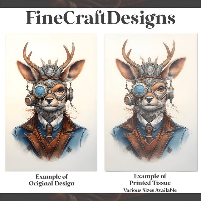Papier Mousseline Imaginaire Steampunk Reindeer Noël D9 Découpage (Créateur téléchargé)