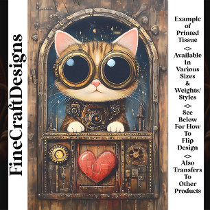 Papier Mousseline Imaginaire Steampunk Tabby Chat Kitten AR2 Découpa