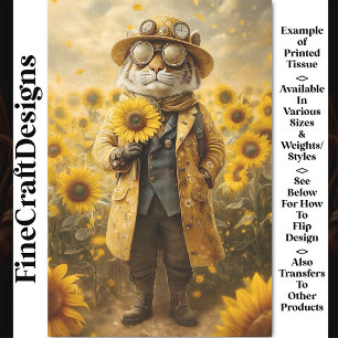 Papier Mousseline Imaginaire Tigre de Steampunk, tournesols AK9F Déc