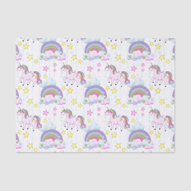 Papier Mousseline Imaginaire unicorne carrelage filles partie tissu (Recto)