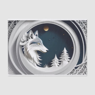 Papier Mousseline Imaginaire Wolf Tissue Paper on Blue Arrière - pla