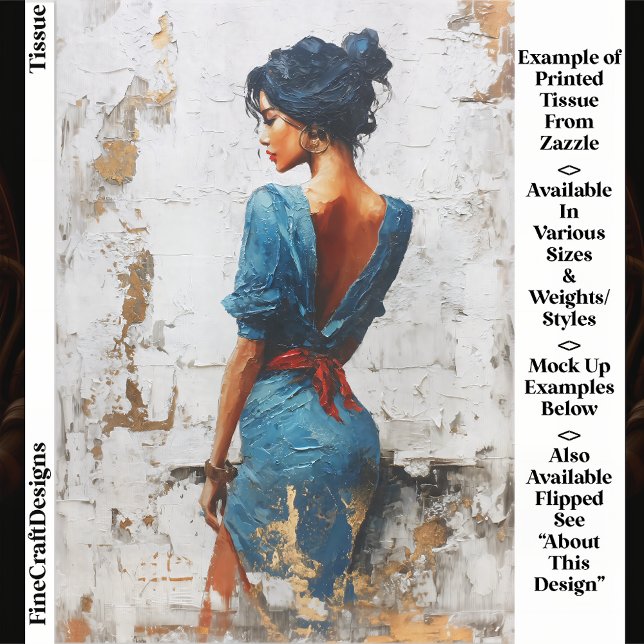 Papier Mousseline Impasto à l'huile, dame foncée en bleu EL5L Découp (Créateur téléchargé)