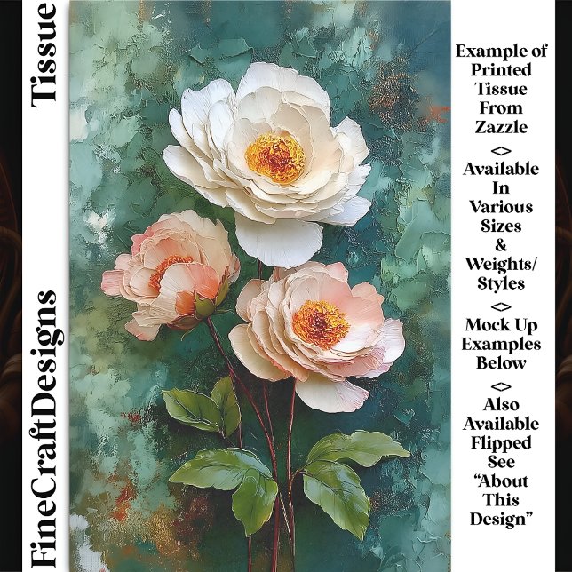 Papier Mousseline Impasto texturé style pivoine fleurs DV4R découpag (Créateur téléchargé)