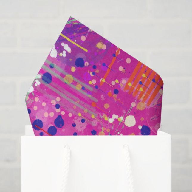 Papier Mousseline Impression abstraite Jubilé Magenta  (Sac cadeau)