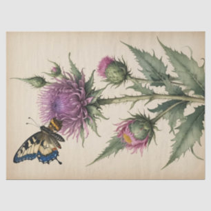 Papier Mousseline Impression Chardon et Papillon