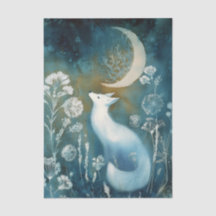 Impression cyanotype de renard blanc magnifique