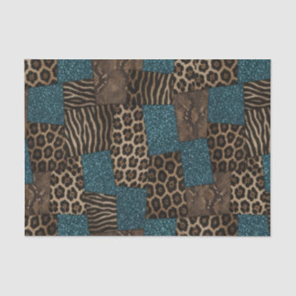 Papier Mousseline Impression d'animaux africains patchwork | Marron
