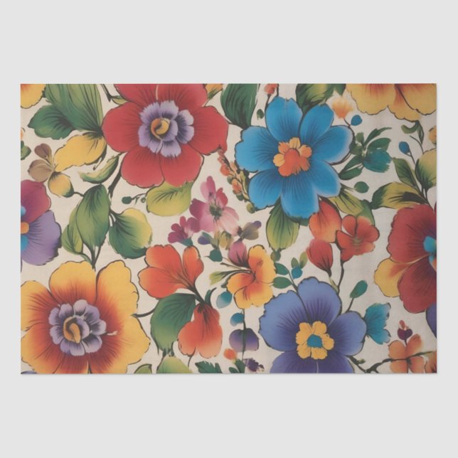 Papier Mousseline Impression de fleurs italiennes Decoupage /  (Recto)