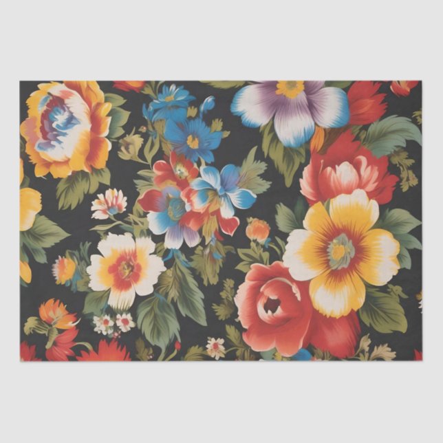 Papier Mousseline Impression de fleurs italiennes Decoupage /  (Recto)