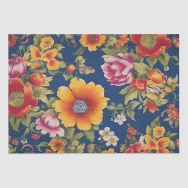 Papier Mousseline Impression de fleurs italiennes Decoupage /  (Recto)