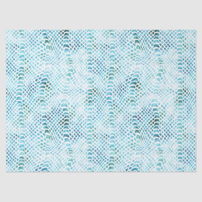 Papier Mousseline Impression de serpent Turquoise Aqua (Recto)