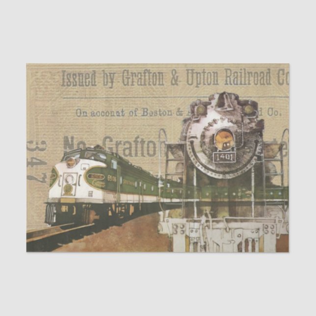 Papier Mousseline Impression de train vintage (Recto)