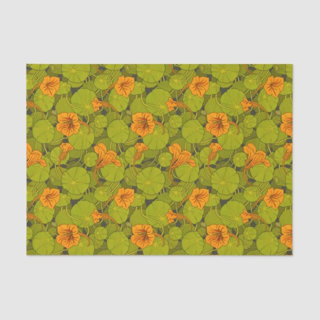 Papier Mousseline Impression florale du Nasturtium victorien 1896 (Recto)