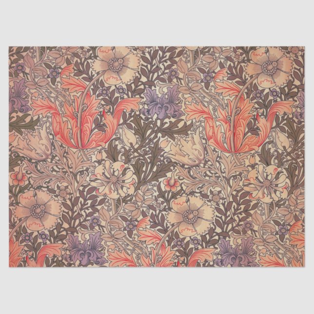 Papier Mousseline Impression florale vintage gracieuse (Recto)