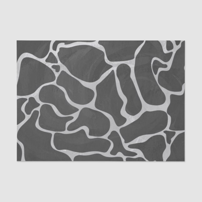 Papier Mousseline Impression Giraffe noir et gris clair (Recto)