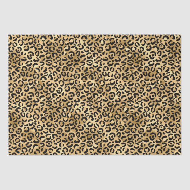 Papier Mousseline Impression léopard guépard or noir Animal  (Recto)