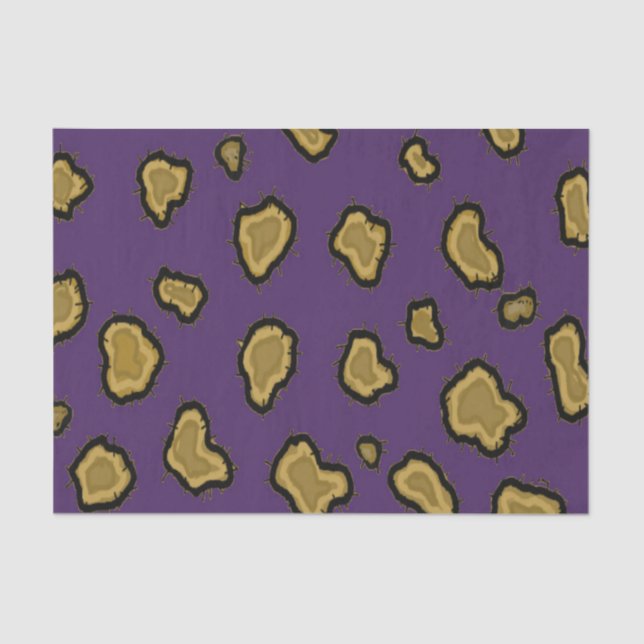 Papier Mousseline Impression léopard or et violet (Recto)