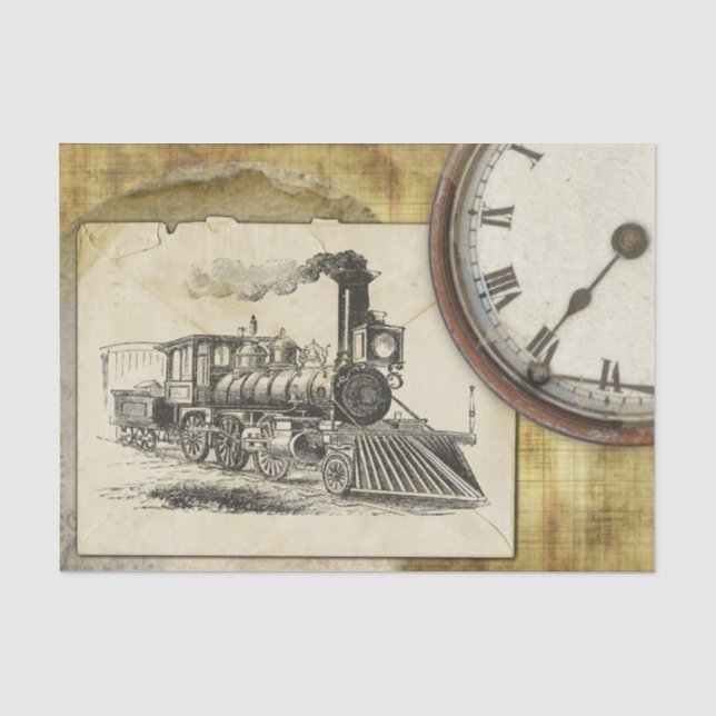Papier Mousseline Impression Locomotive vintage (Recto)