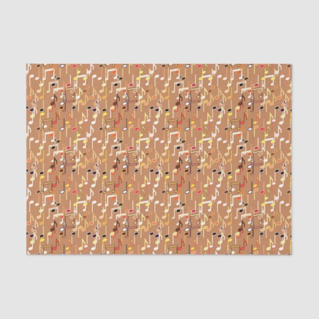 Papier Mousseline Impression musicale - Caramel Tan, Multi (Recto)