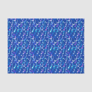 Papier Mousseline Impression musicale - indigo blue, multi